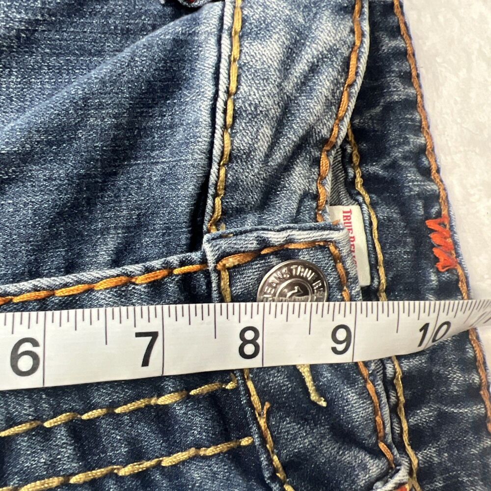 True Religion Billie Mid Rise Straight Jeans Womens 31 Rope Stitch Orange - Picture 11 of 14